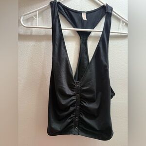 FP Movement by Free People Black Ruched Bodysuit